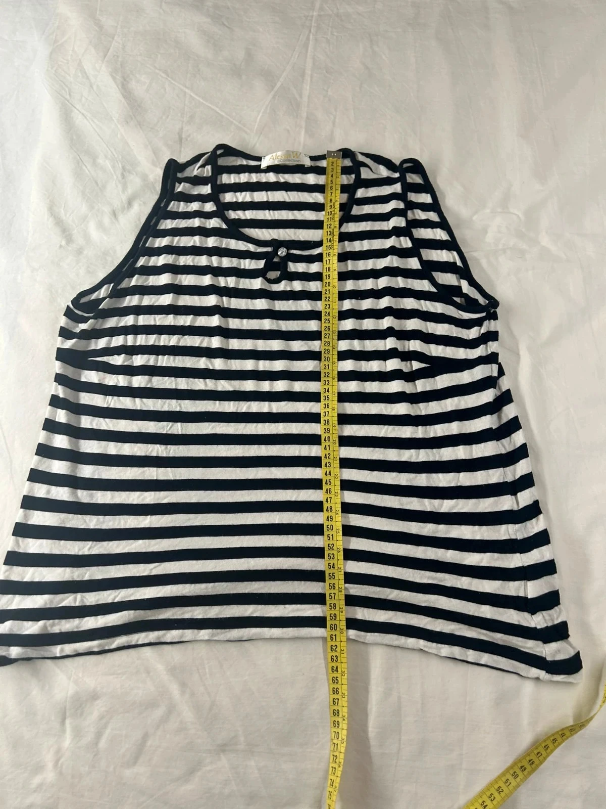 Black and white striped tank top Alessa W. collection in viscose – photo 9